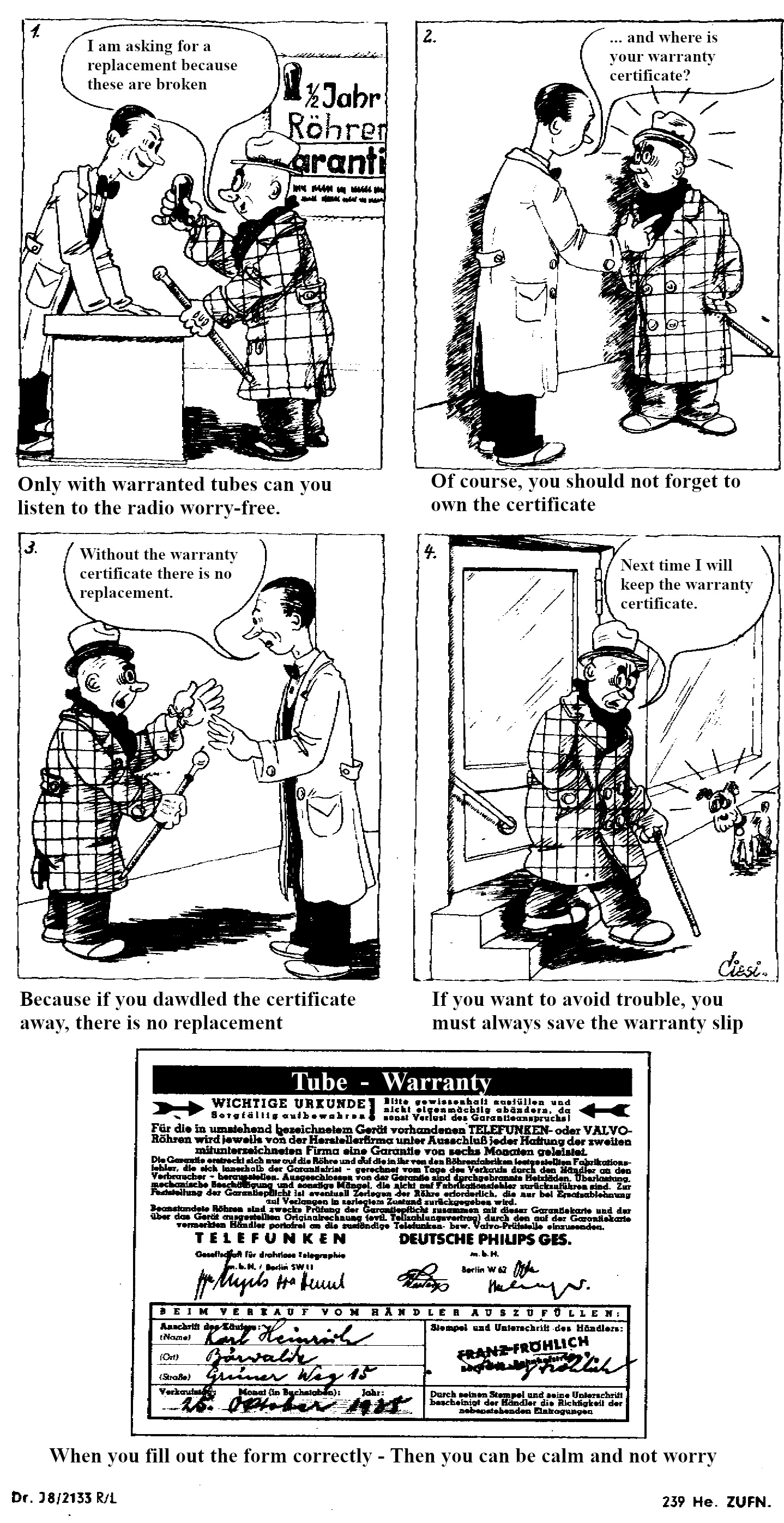 Telefunken guarantee cartoon