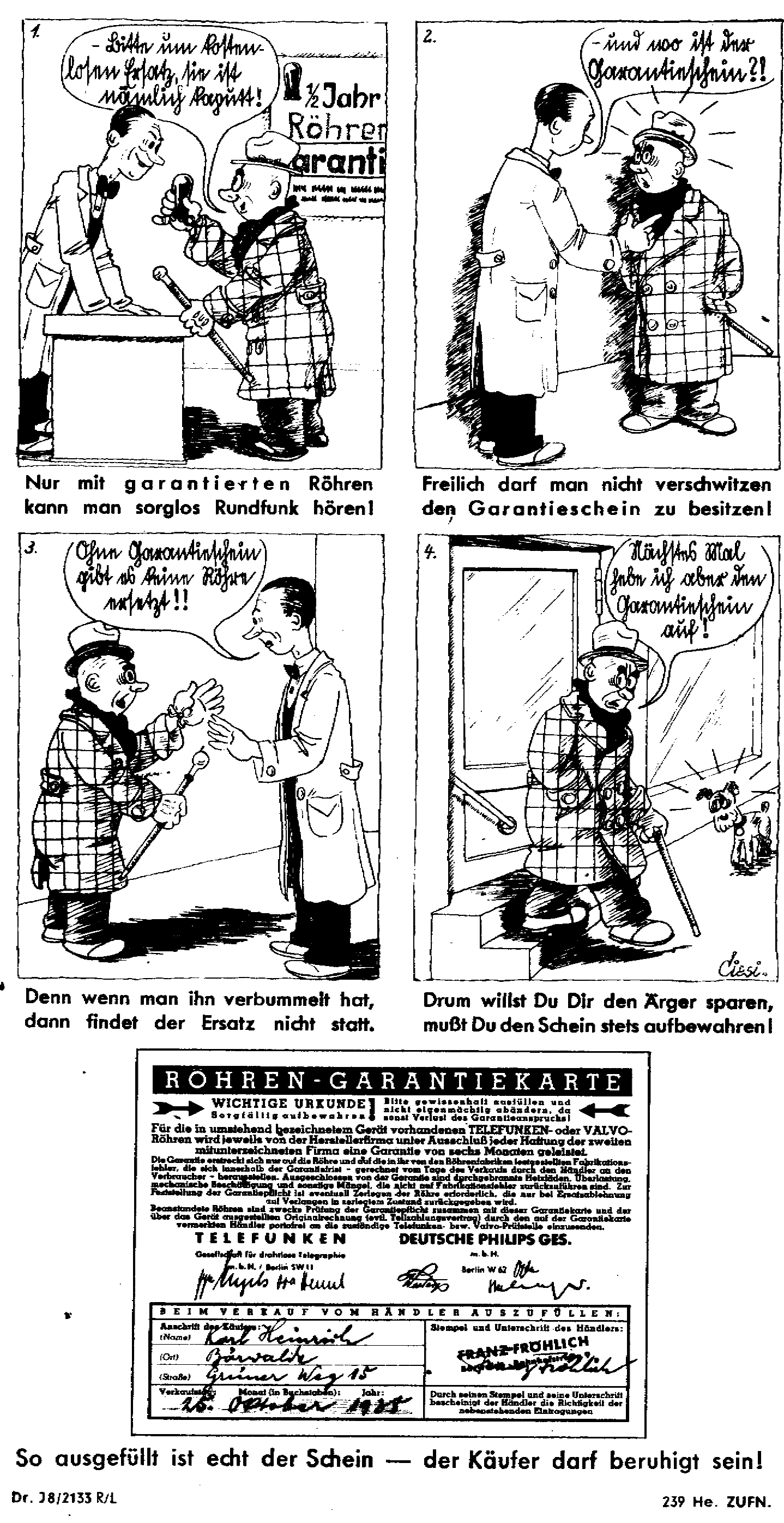 Telefunken guarantee cartoon